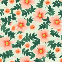 Tuinposter Repeating floral vector pattern. Can be used for printed materials - leaflets, posters, business cards or for web. Generative AI © Irina