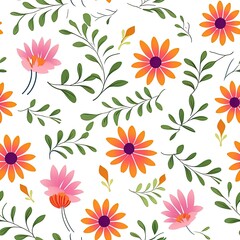 Repeating floral vector pattern. Can be used for printed materials - leaflets, posters, business cards or for web. Generative AI