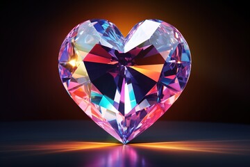 Fototapeta premium crystal heart on the background. 3d rendering. 3D illustration, Generative AI