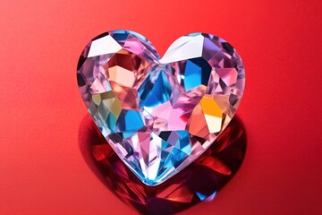 Fototapeta premium crystal heart on the background. 3d rendering. 3D illustration, Generative AI