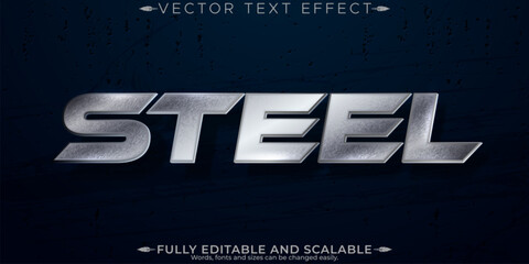 Metallic steel text effect, editable shiny and elegant text style