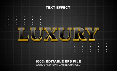 Editable luxury text effect in glossy black and gold. eps vector file