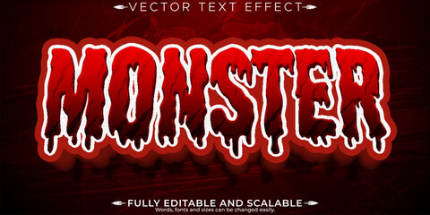 Monster text effect, editable evil and zombie text style