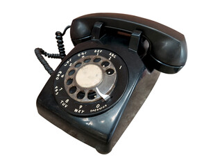 old antique phone on white background
