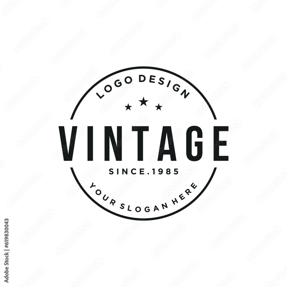 Wall mural logo design typography vintage retro badge for business , clothing , barber , restaurant and bar.