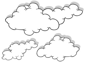 Set of Drawings of Different Clouds - 619830217