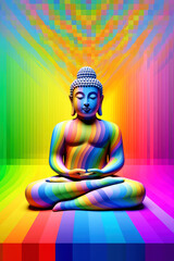 Chromatic Enlightenment: The Radiant Buddha in Multicolor Zen