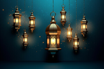 Obraz premium arabic lantern of ramadan celebration background illustration