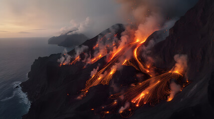 火山の噴火｜volcanic eruption.Generative AI - obrazy, fototapety, plakaty