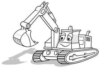 Drawing of a Cute Digger with a Smiling Face - 619831863