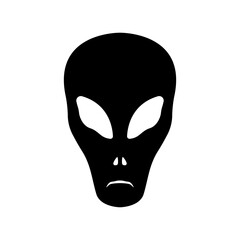 Alien icon. Black silhouette. Front view. Vector simple flat graphic illustration. Isolated object on a white background. Isolate.