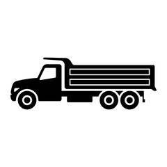 Dump truck icon. Black silhouette. Side view. Vector simple flat graphic illustration. Isolated object on a white background. Isolate.