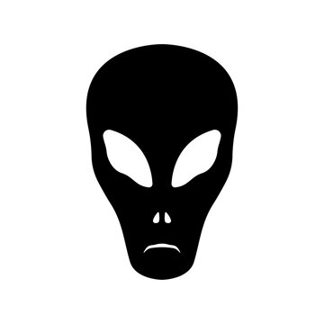 Alien icon. Black silhouette. Front view. Vector simple flat graphic illustration. Isolated object on a white background. Isolate.