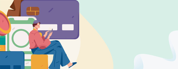 Internet finance and wealth management investment vector concept operation interactive illustration
