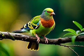 green pigeon on branch generated by AI tool