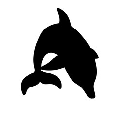 Dolphin aquatic mammal silhouette.Vector graphics.