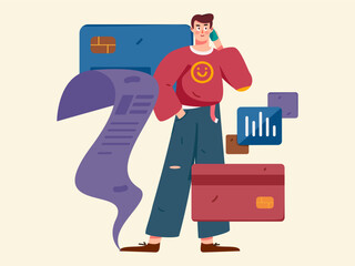 Internet finance and wealth management investment vector concept operation interactive illustration
