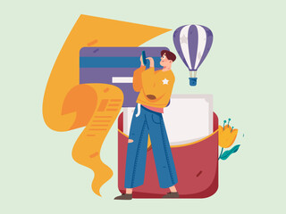 Internet finance and wealth management investment vector concept operation interactive illustration
