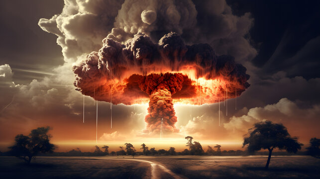 核兵器、キノコ雲｜Nuclear weapons, mushroom cloud.Generative AI