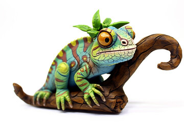 Green chameleon iguana animal illustration