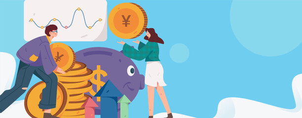 Naklejka premium Internet finance and wealth management investment vector concept operation interactive illustration 