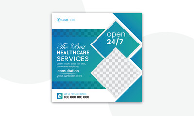 corporate medical social media banner design for healthcare hospital post template instragram post template. modern design template for web