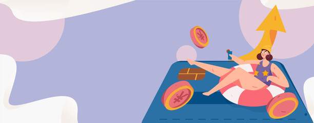 Internet finance and wealth management investment vector concept operation interactive illustration
