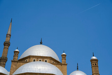 Fototapeta na wymiar Blue sky above the Great Mosque of Muhammad Ali Pasha, Cairo, Egypt