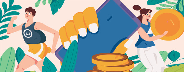 Internet finance and wealth management investment vector concept operation interactive illustration
