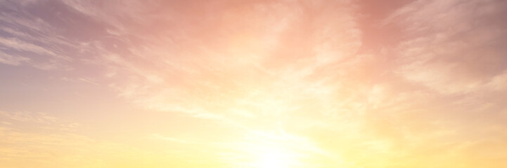 The rays of the sun breaking through the clouds in the evening or in the morning in the sunset or...