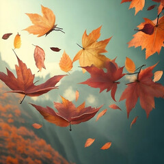 autumn leaves background Ai Generative