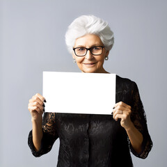 Woman holding a message board