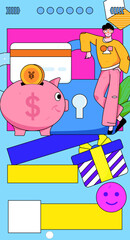 Internet finance and wealth management investment vector concept operation interactive illustration
