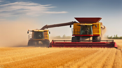 Witnessing the Power of Combine Harvesting in Wheat Fields. Generative AI