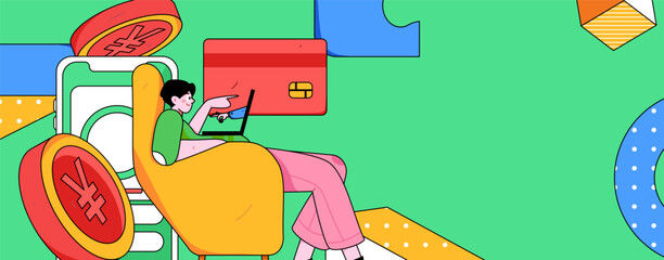 Internet finance and wealth management investment vector concept operation interactive illustration
