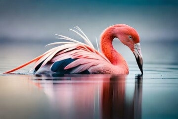 Chilean Flamingo close up generated by AI tool