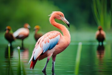 Chilean Flamingo close up generated by AI tool