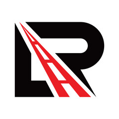 road logo with letters L R