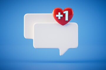 Fototapeta premium icons of unread messages on a blue background. copy paste. 3D render