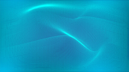 Illustration vector abstract wave motion pattern and dynamic mesh line on a dark blue background, blue light. Modern futuristic design for background or wallpaper. Digital cyberspace, high tech, tech