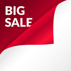 Big sale red corner curl banner mockup