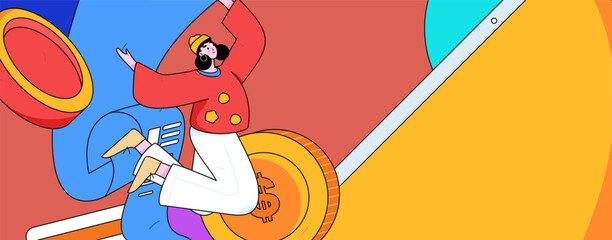 Internet finance and wealth management investment vector concept operation interactive illustration
