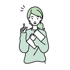 立って書類を手に持って何かひらめいたリモートワークの女性