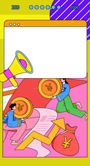 Internet finance and wealth management investment vector concept operation interactive illustration
