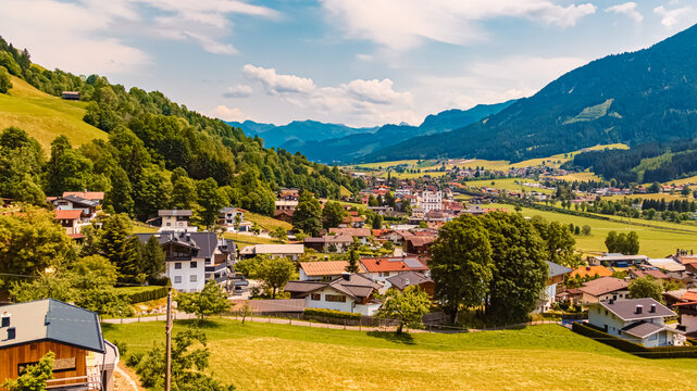 Alpine summer view at Mount Hochbrixen, Brixen im Thale, Kitzbuehel, Tyrol, Austria