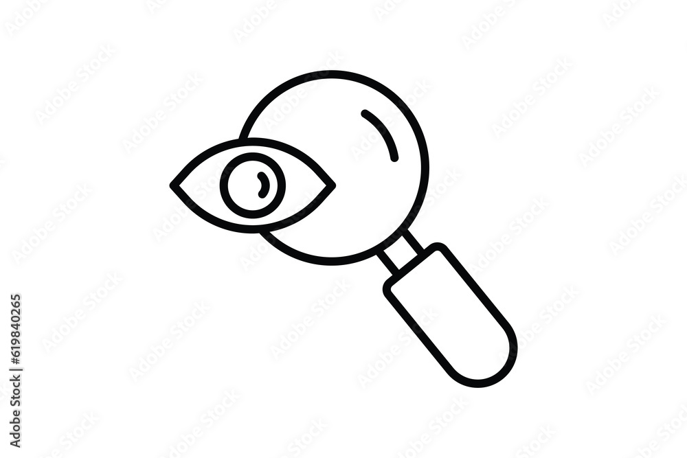 Poster seek icon. eye with a magnifying glass. icon related to find, search. line icon style design. simple