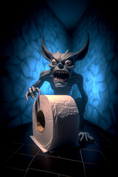 demon using toilet paper light painting