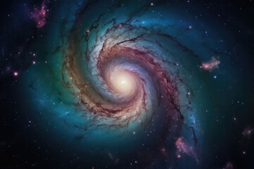 Spiral galaxy in outer space, cosmic universe star cloud and galaxy, galaxy twirl, Milky Way, A view from space to a spiral galaxy and stars, universe filled with stars, nebula and galaxy