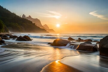 sunset on the beach generated ai