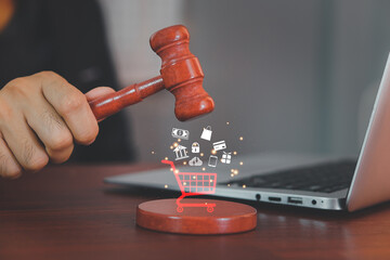 law contract, law and justice concept, law hammer, Selective focus.
